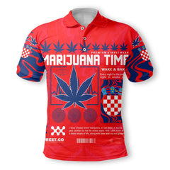 Croatia Polo Shirt Flag & Coat Of Arms Marijuanas Style