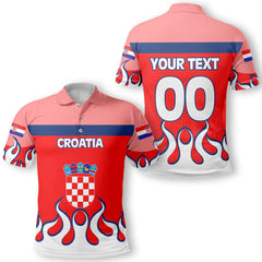 Croatia Polo Shirt Flag & Coat Of Arms Fire Hockey Style