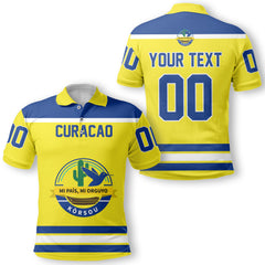 Curacao Polo Shirt Flag & Coat Of Arms Hockey Style