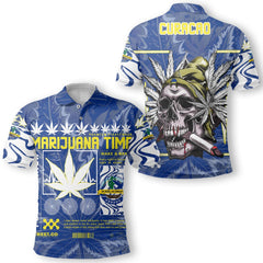 Curacao Polo Shirt Flag & Coat Of Arms Marijuanas Style