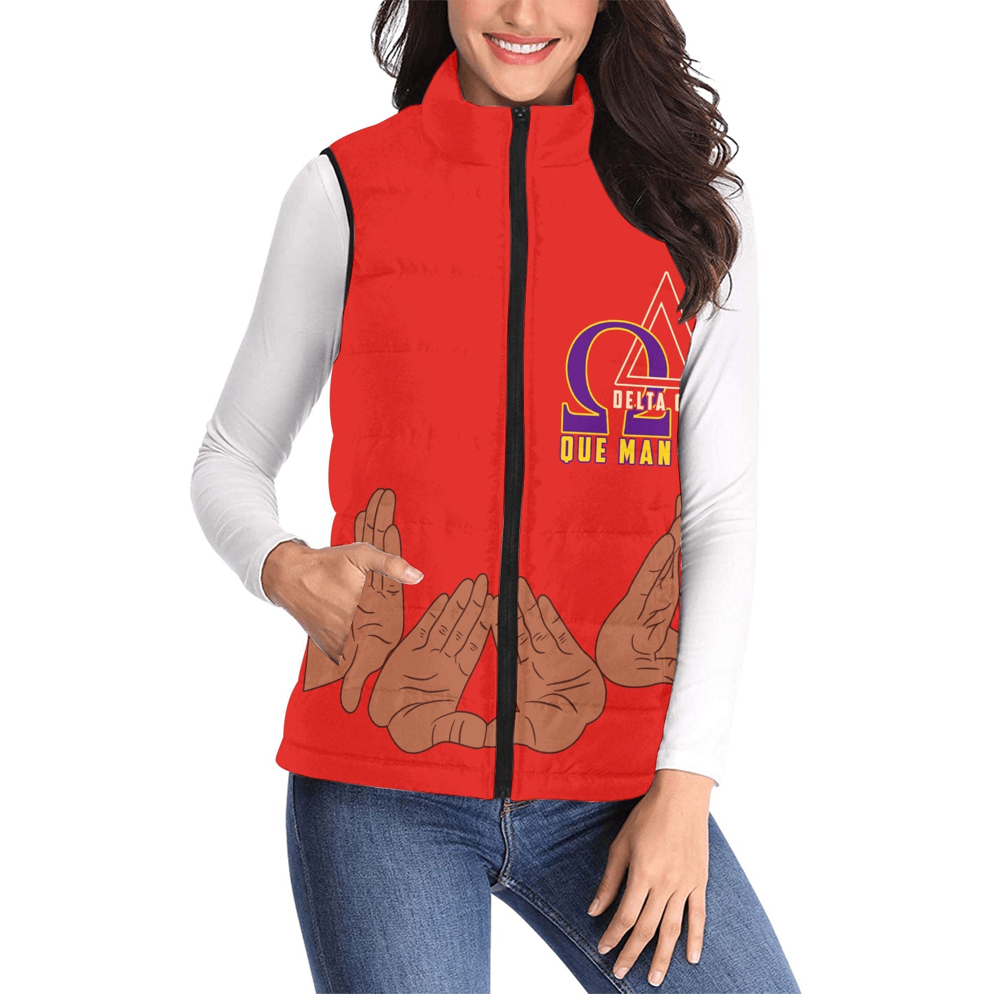 Custom DST & OPP Women Padded Jacket Vest Coleman Love Style