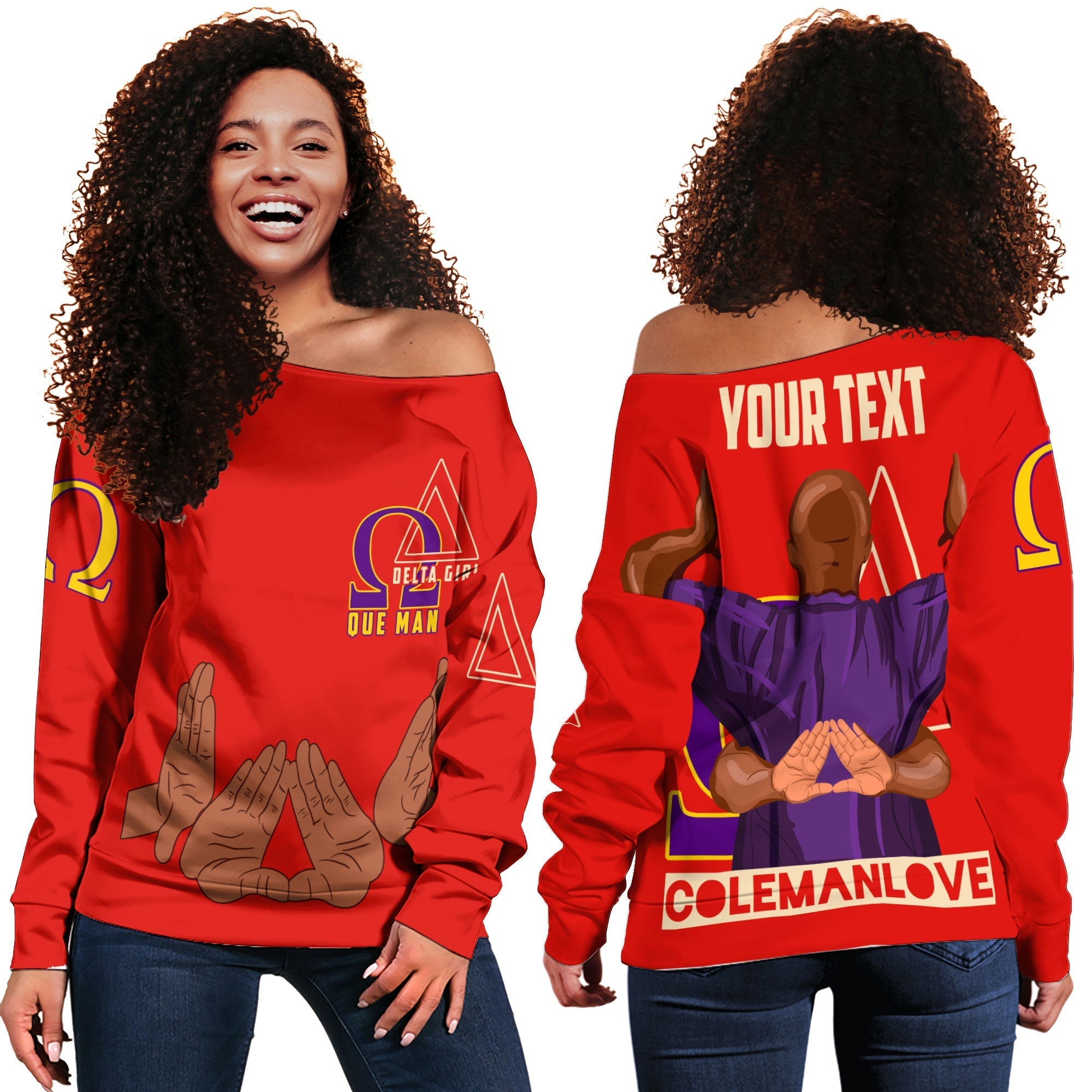 Custom DST & OPP Women Off Shoulder Sweatshirt Coleman Love Style