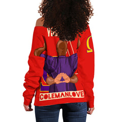 Custom DST & OPP Women Off Shoulder Sweatshirt Coleman Love Style