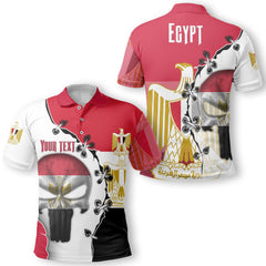 Egypt Polo Shirt Flag & Coat Of Arms Skull Style