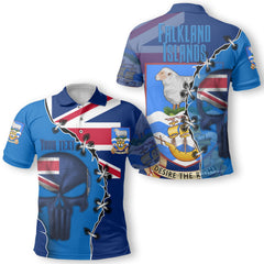 Falkland Islands Polo Shirt Flag & Coat Of Arms Skull Style