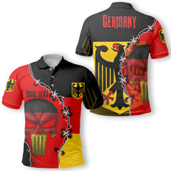 Germany Polo Shirt Flag & Coat Of Arms Skull Style