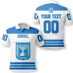 Israel Polo Shirt Flag & Coat Of Arms Hockey Style