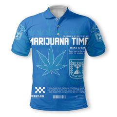 Israel Polo Shirt Flag & Coat Of Arms Marijuanas Style