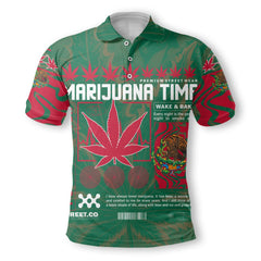 Mexico Polo Shirt Flag & Coat Of Arms Marijuanas Style