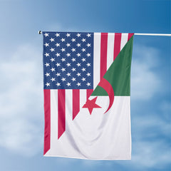 American Algerian Flag, US And Algeria Polyester Friendship Blend Together Style 3