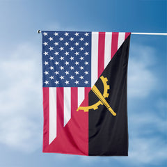 American Angolan Flag, US And Angola Polyester Friendship Blend Together Style 3