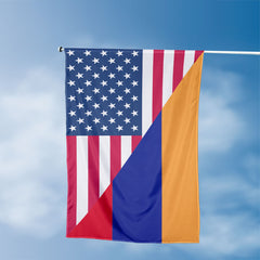 American Armenian Flag, US And Armenia Polyester Friendship Blend Together Style 3