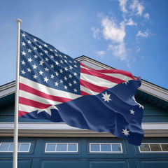 American Australian Flag, US And Australia Polyester Friendship Blend Together Style 2