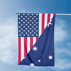 American Australian Flag, US And Australia Polyester Friendship Blend Together Style 3