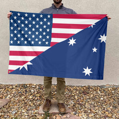 American Australian Flag, US And Australia Polyester Friendship Blend Together Style 4