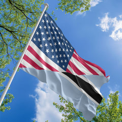 American Botswanan Flag, US And Botswana Polyester Friendship Blend Together Style 1