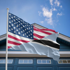 American Botswanan Flag, US And Botswana Polyester Friendship Blend Together Style 2