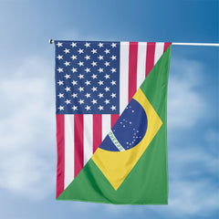 American Brazilian Flag, US And Brazil Polyester Friendship Blend Together Style 3