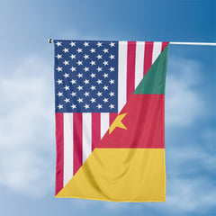 American Cameroonian Flag, US And Cameroon Polyester Friendship Blend Together Style 3