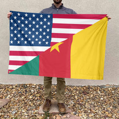 American Cameroonian Flag, US And Cameroon Polyester Friendship Blend Together Style 4