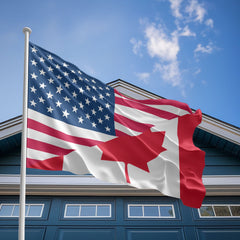 American Canadian Flag, US And Canada Polyester Friendship Blend Together Style 2