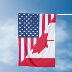 American Canadian Flag, US And Canada Polyester Friendship Blend Together Style 3