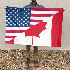 American Canadian Flag, US And Canada Polyester Friendship Blend Together Style 4