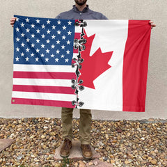 American Canadian Flag, US And Canada Polyester Sew Together Style 4