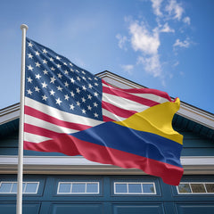 American Colombian Flag, US And Colombia Polyester Friendship Blend Together Style 2