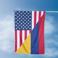 American Colombian Flag, US And Colombia Polyester Friendship Blend Together Style 3