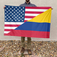 American Colombian Flag, US And Colombia Polyester Friendship Blend Together Style 4