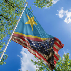 American Congolese Flag, US And Democratic Republic of the Congo Polyester The Original Style 1