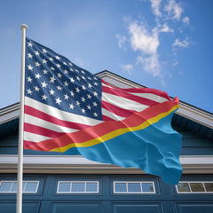 American Congolese Flag, US And Democratic Republic of the Congo Polyester Friendship Blend Together Style 2