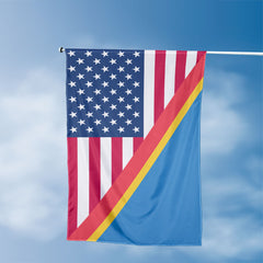 American Congolese Flag, US And Democratic Republic of the Congo Polyester Friendship Blend Together Style 3