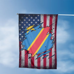 American Congolese Flag, US And Democratic Republic of the Congo Polyester The Scratch Style 3