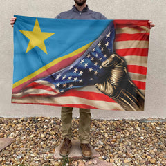 American Congolese Flag, US And Democratic Republic of the Congo Polyester The Original Style 4