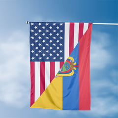 American Ecuadorian Flag, US And Ecuador Polyester Friendship Blend Together Style 3