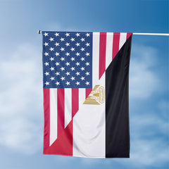 American Egyptian Flag, US And Egypt Polyester Friendship Blend Together Style 3