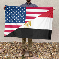 American Egyptian Flag, US And Egypt Polyester Friendship Blend Together Style 4