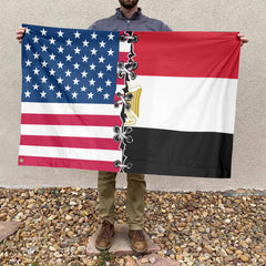 American Egyptian Flag, US And Egypt Polyester Sew Together Style 4