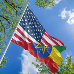 American Ethiopian Flag, US And Ethiopia Polyester Friendship Blend Together Style 1