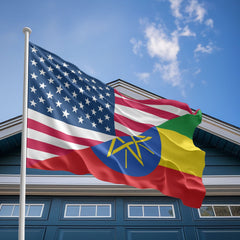 American Ethiopian Flag, US And Ethiopia Polyester Friendship Blend Together Style 2