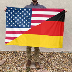 American German Flag, US And Germany Polyester Friendship Blend Together Style 4