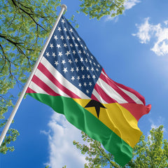 American Ghanaian Flag, US And Ghana Polyester Friendship Blend Together Style 1