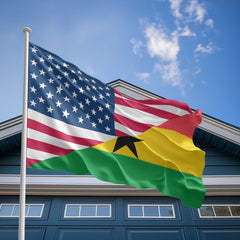 American Ghanaian Flag, US And Ghana Polyester Friendship Blend Together Style 2