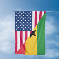 American Ghanaian Flag, US And Ghana Polyester Friendship Blend Together Style 3