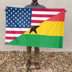 American Ghanaian Flag, US And Ghana Polyester Friendship Blend Together Style 4