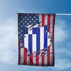 American Greek Flag, US And Greece Polyester The Scratch Style 3