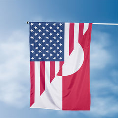 American Greenlandic Flag, US And Greenland Polyester Friendship Blend Together Style 3