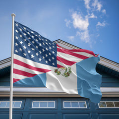 American Guatemalan Flag, US And Guatemala Polyester Friendship Blend Together Style 2